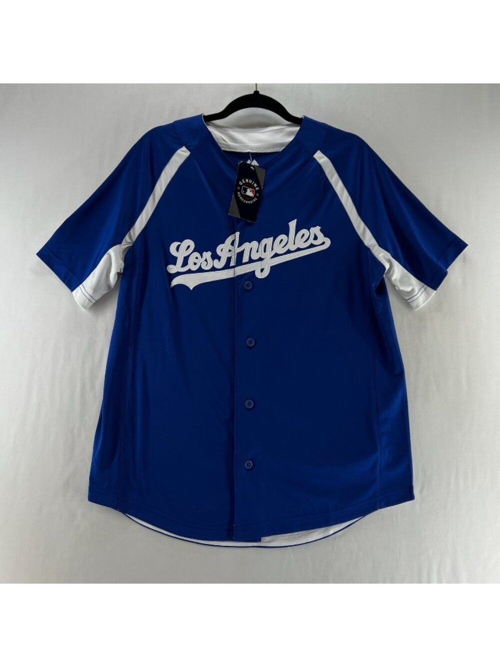 Majestic LA Dodgers Baseball MLB Jersey Mens M Button Up Embroidered Blue White